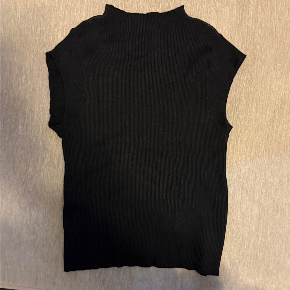 Commense Black Ribbed Women's Top - Picture 3 of 5